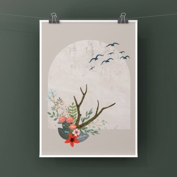 Modern minimalist boho abstract unique art print - Picture 2 of 3